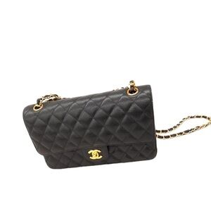 Authentic Vintage Chanel Black Quilted Caviar Classic Small Double Flap Bag